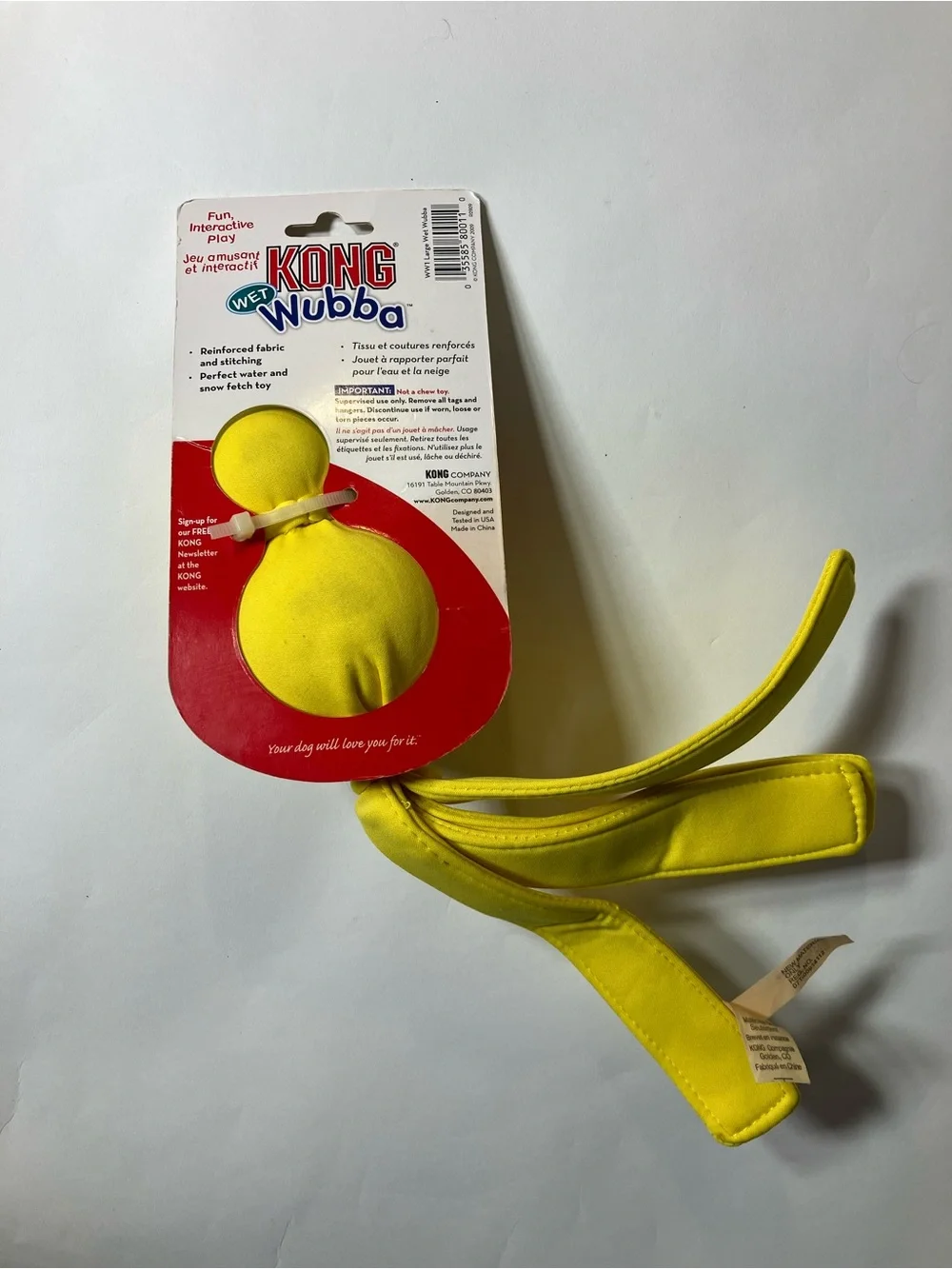 KONG Wubba Wet Floating Dog Toy - Yellow